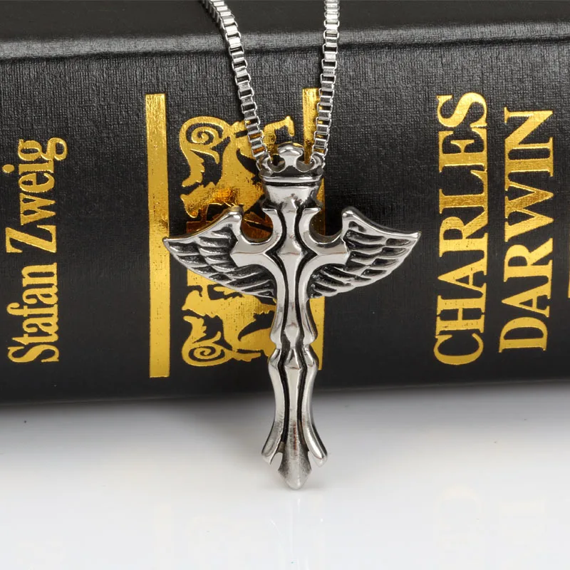 Ювелирные изделия для шеи мужские аксессуары крылья крест титановое ожерелье из