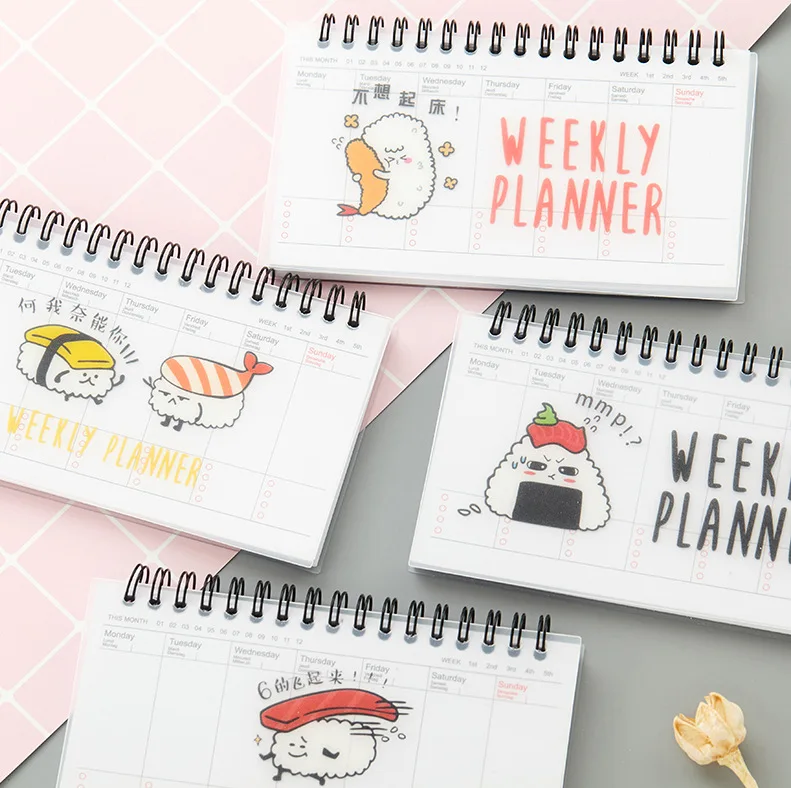Еженедельный планировщик портативный блокнот 2020 2021 дел милые суши A6 ежемесячные