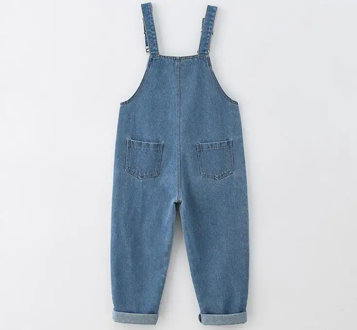 Детский джинсовый комбинезон повседневный для девочек с карманами