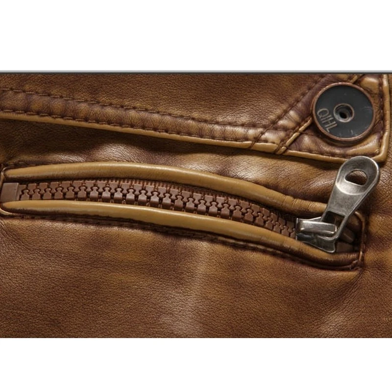 

Leather Jacket Men Retro Autumn Winter Fashion Thick PU Plus Size Fleece Long Sleeve Lapel Mens Clothing Winter Biker Outwear