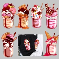 sweet donut ice cream stickers for iron transfer clothes diy chocolate cake accessory t shirt dresses washable heat transfer