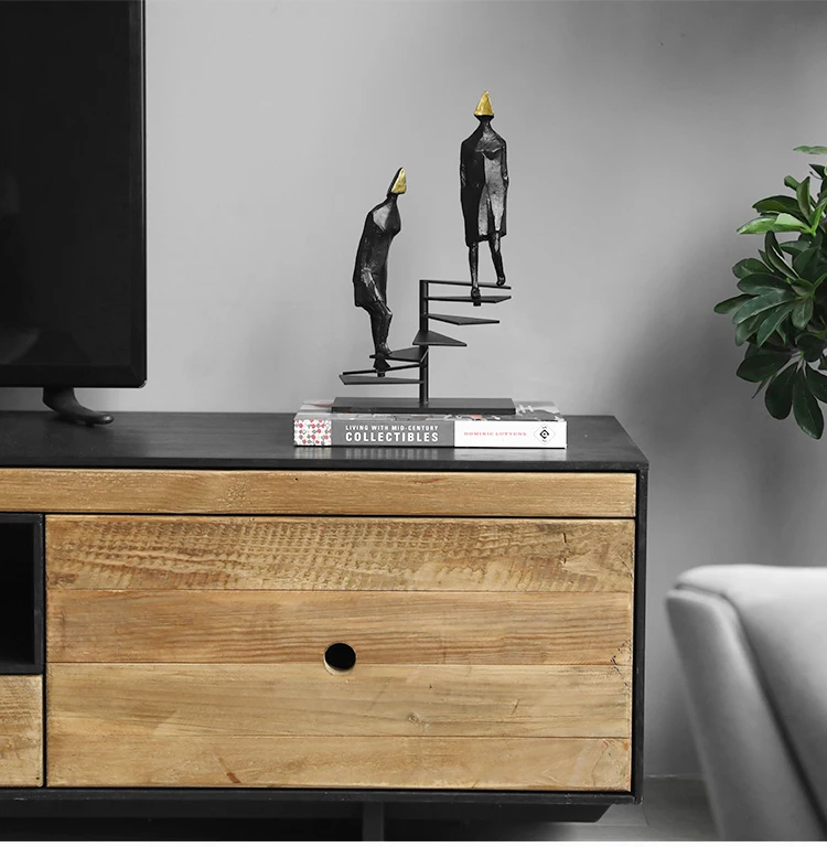 売る 2抽象鋳鉄フィギュア立ちにスパイラル階段彫刻置物クラフト装飾ホテル家の装飾アクセサリー