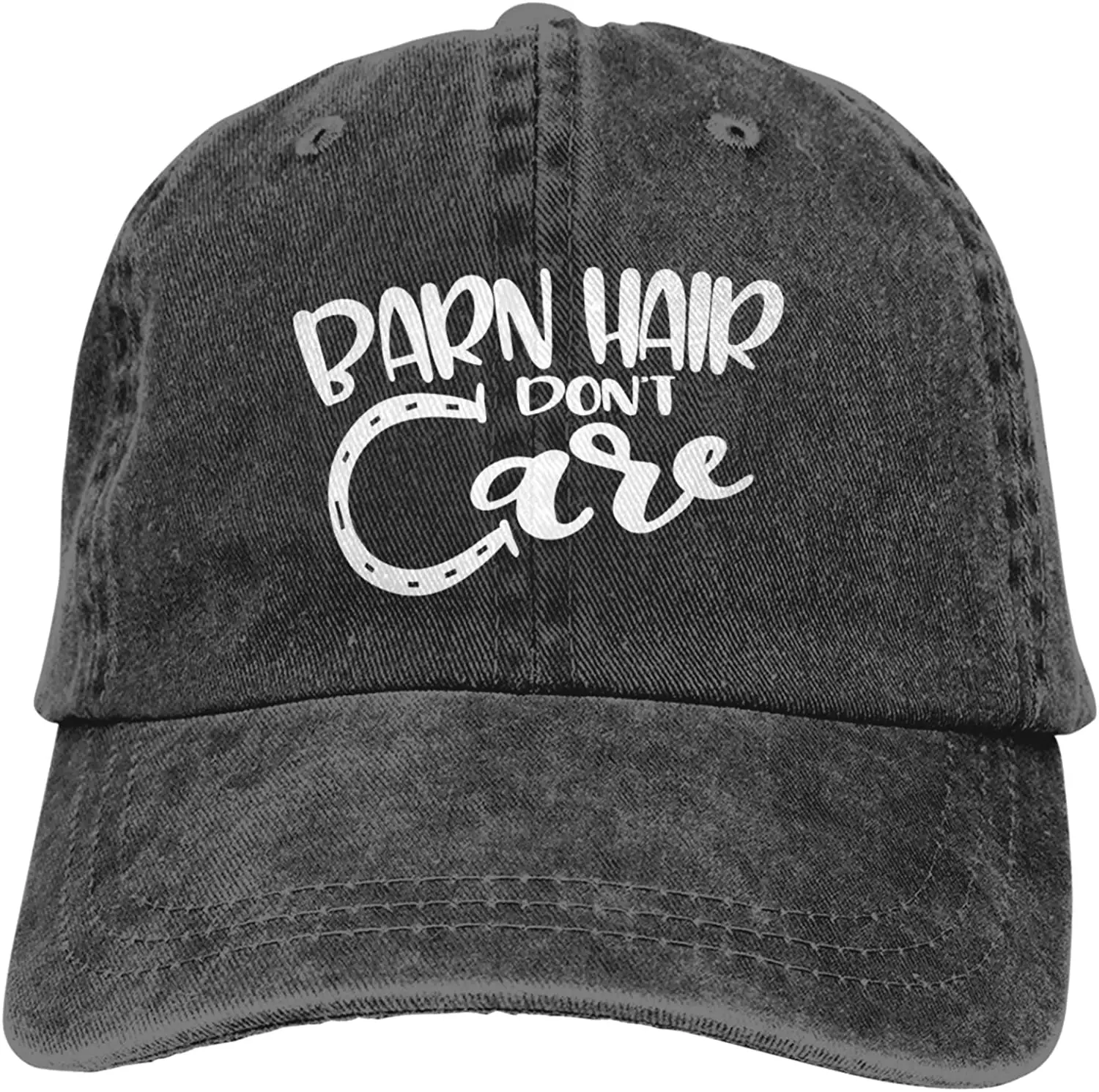 

Hair Don't Care Baseball Cap, Adjustable Vintage Cotton Denim Dad Hat for Women and Men