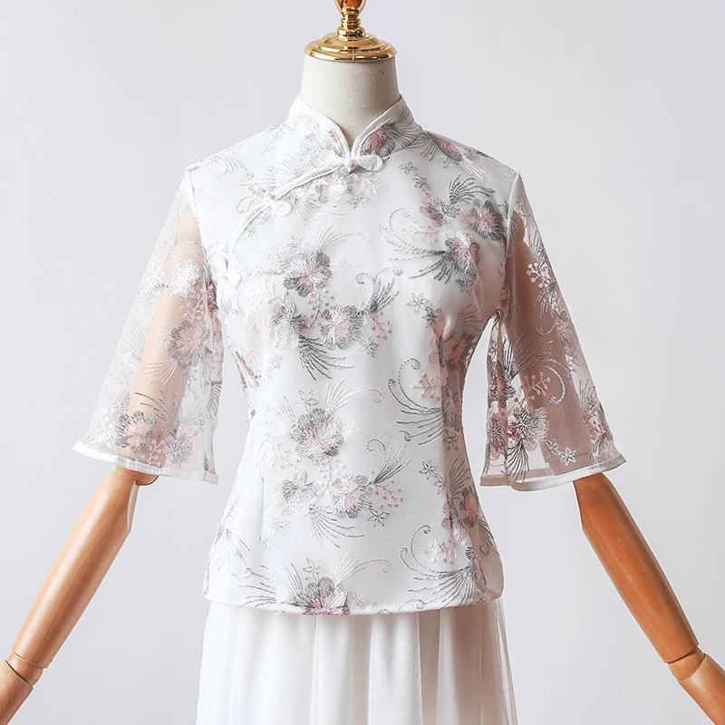 2 шт./компл. женское традиционное китайское платье Ципао с вышивкой и рукавом до