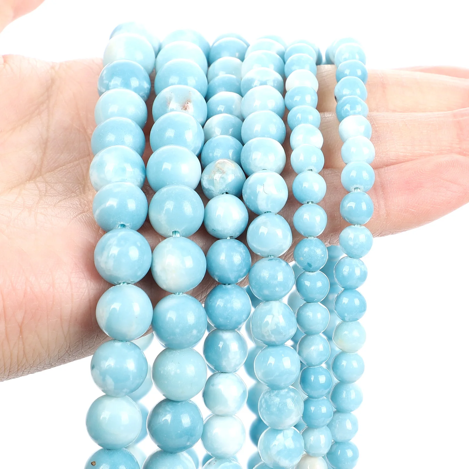 

High Quality 6-10mm Natural Stone Bead For Jewelry Making DIY Round Domestic Larimar Stone Bead Charm Bracelet Necklace Handmade