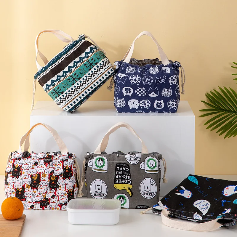 

Хлопковые льняные Термосумки для ланча, модные походные контейнеры для пикника и походов, бытовые товары, аксессуары для кухонных инструме...