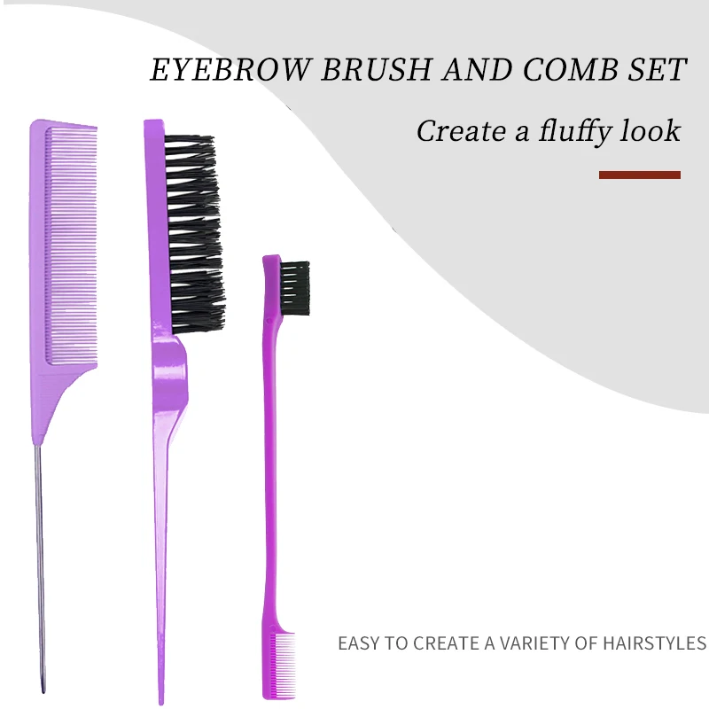 

3Pcs Hair Brush Comb Teasing Brush Set Dual Edge Brush Hairline Brush And Rat Tail Comb For Hair Stylist Women Kid Travel