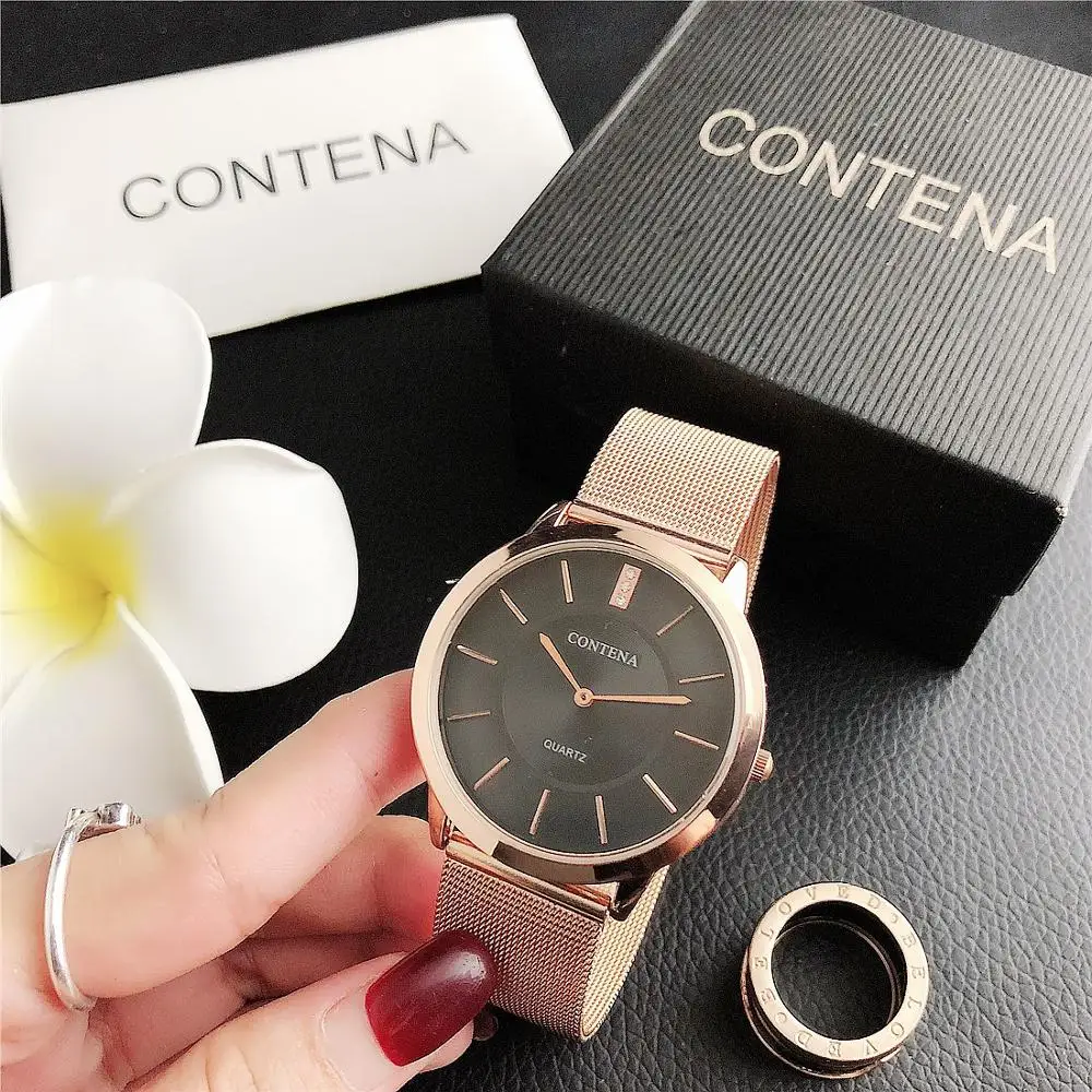 Montre Femme Relogio Feminino 2020 CONTENA Couple Watches for Men and Women Rose Gold Lovers Watch Pair Wriswatches Unisex Clock | Наручные
