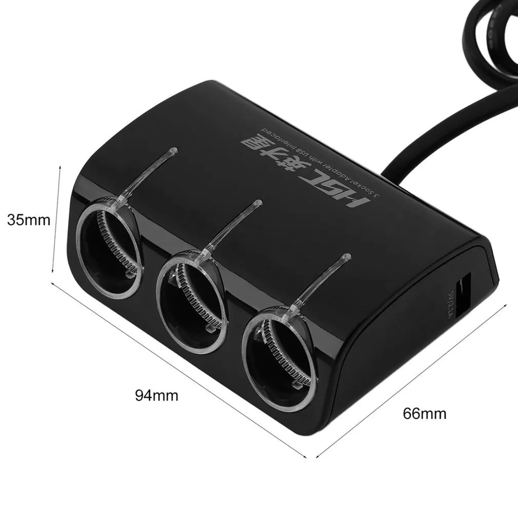 

3 Sockets Way Car Auto Cigarette Lighter Splitter Power Adapter Dual 2 USB Car Charger For Iphone For Samsung YC-401A