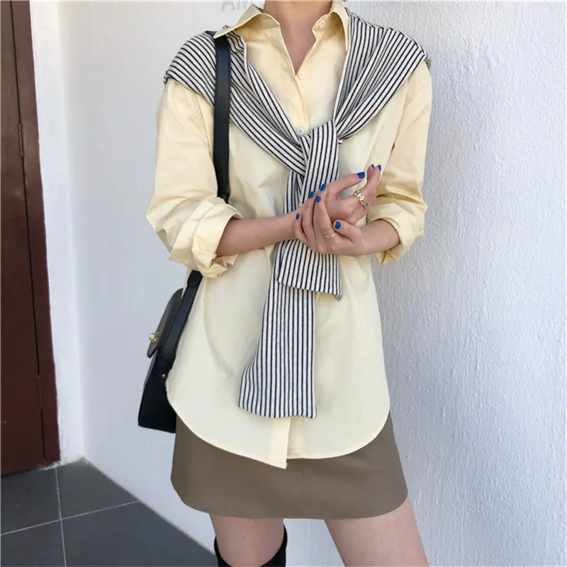 Милые короткие стильные офисные женские Универсальные свободные винтажные Топы