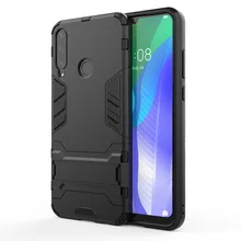 Luxury Stand Armor Phone Holder Case For Huawei Y6P Y6 2019 Hybrid TPU+Hard PC ShockProof Back Cover