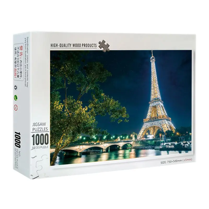 

New 1000 Pieces Tower night view Puzzles Wooden Jigsaw Puzzles Floor Puzzle Intellectual Game Learning Education Decompress