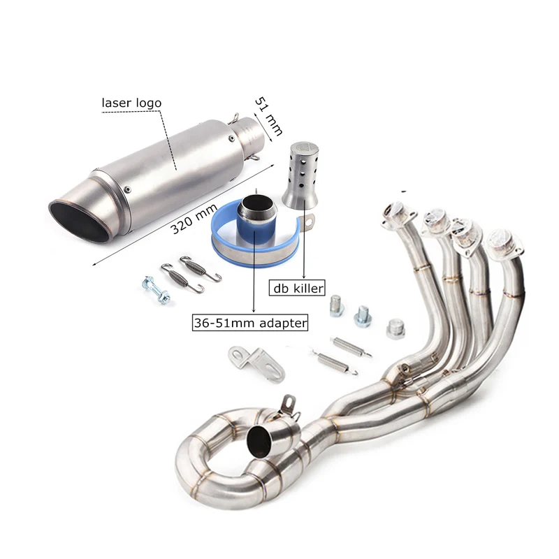 51 мм средняя труба Модифицированная глушителя мотоцикла переднего коллектора