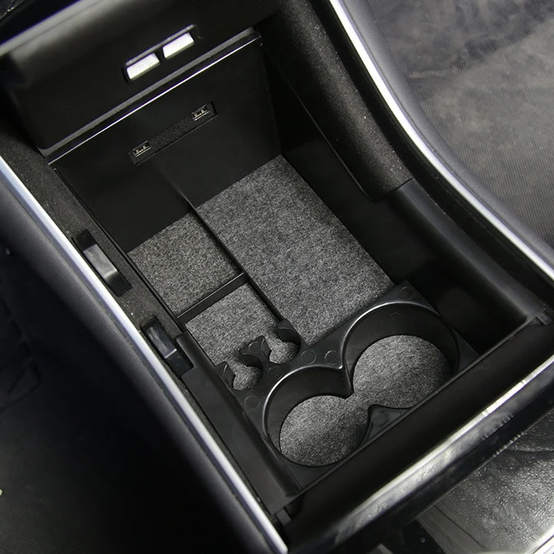 

For Tesla Model 3 2017-2020 Centre Console Organizer Tray Armrest Storage Box Water Cup Holders