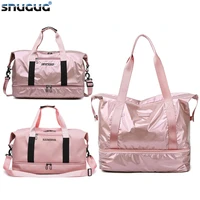 glossy gym bag dry wet travel fitness bag for men tas handbags women nylon luggage bag with shoes pocket traveling sac de sport