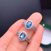 boutique jewelry 925 sterling silver inlaid natural blue topaz gemstone girl ring mini fashion color deep translucent support de