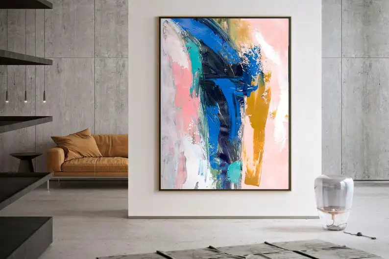 Goedkoop Abstract Schilderij Op Doek Geweven Horizontale Verticale Moderne Extra Grote Wall Art Roze Abstracte Schilderijen Grote Canvas Art