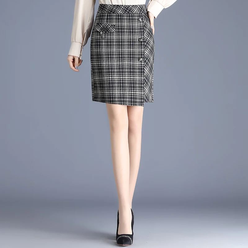 

Юбка-карандаш Женская в клетку, элегантная мини-юбка в Корейском стиле, Офисная Повседневная Уличная одежда