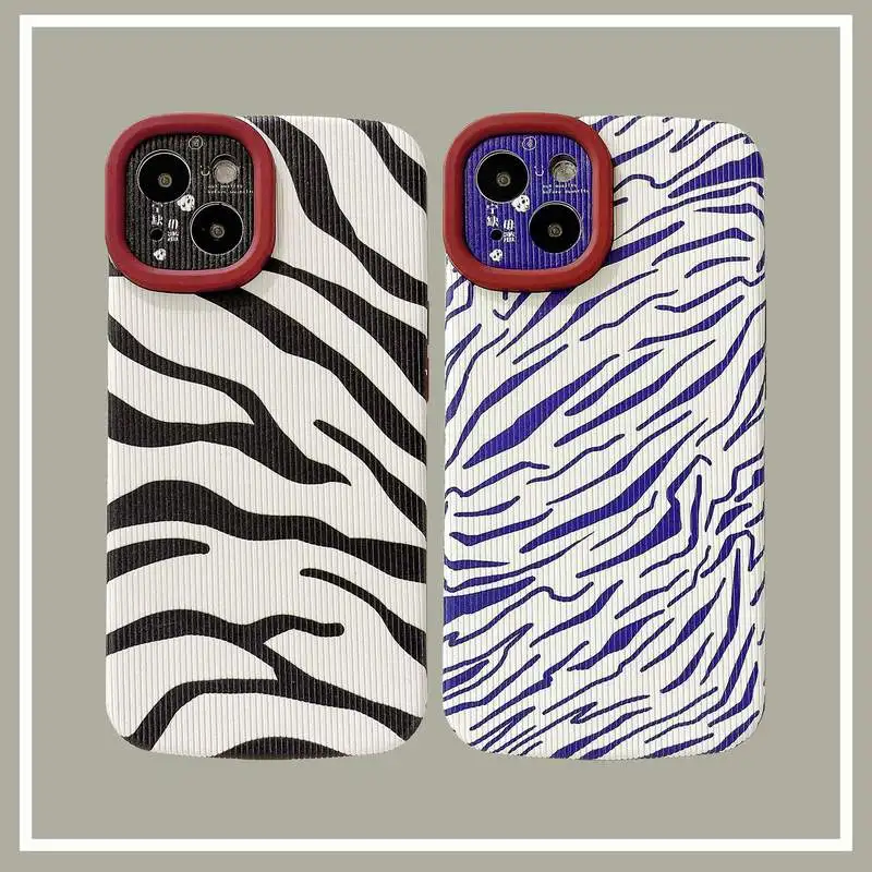 

Phone Case Cover For iPhone 13 11 12 Pro Max XR XS Max X Soft Rubber Animal Zebra Print Pure Color Shockproof Cases Shell