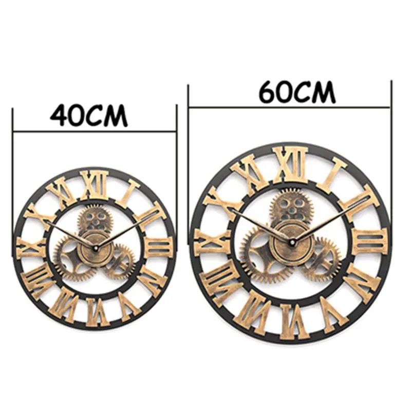 

40/60cm Industrial Gear Wall Clock Decorative Wall Clock MDL Wall Clock Industrial Age Style Wall Art Decor Wall Clock for Home