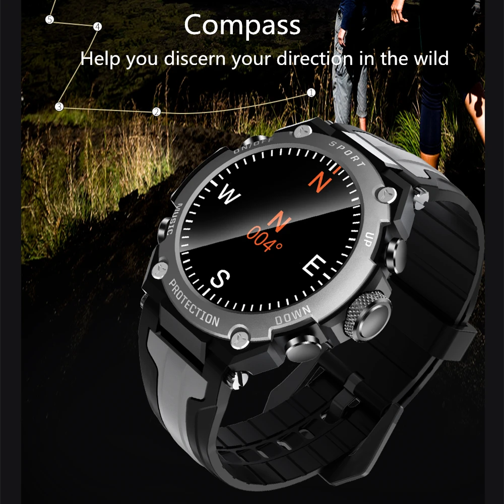 

Men Sports Watch IP68 Waterproof Independent Music Playback Fitness Bracelet Heart Rate Monitor Compass reloj inteligente hombre