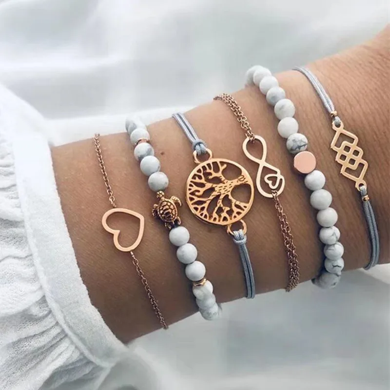 DIEZI Прямая поставка 6 шт./компл. богемные наборы браслетов цепочек для женщин