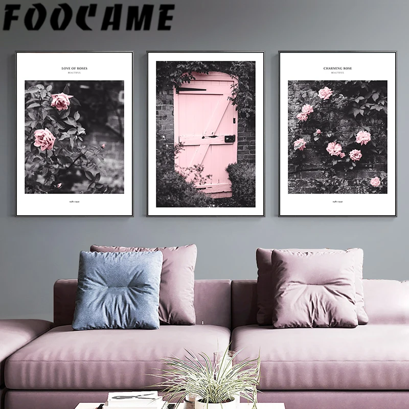 Настенная картина в скандинавском стиле винтажный настенный постер розового