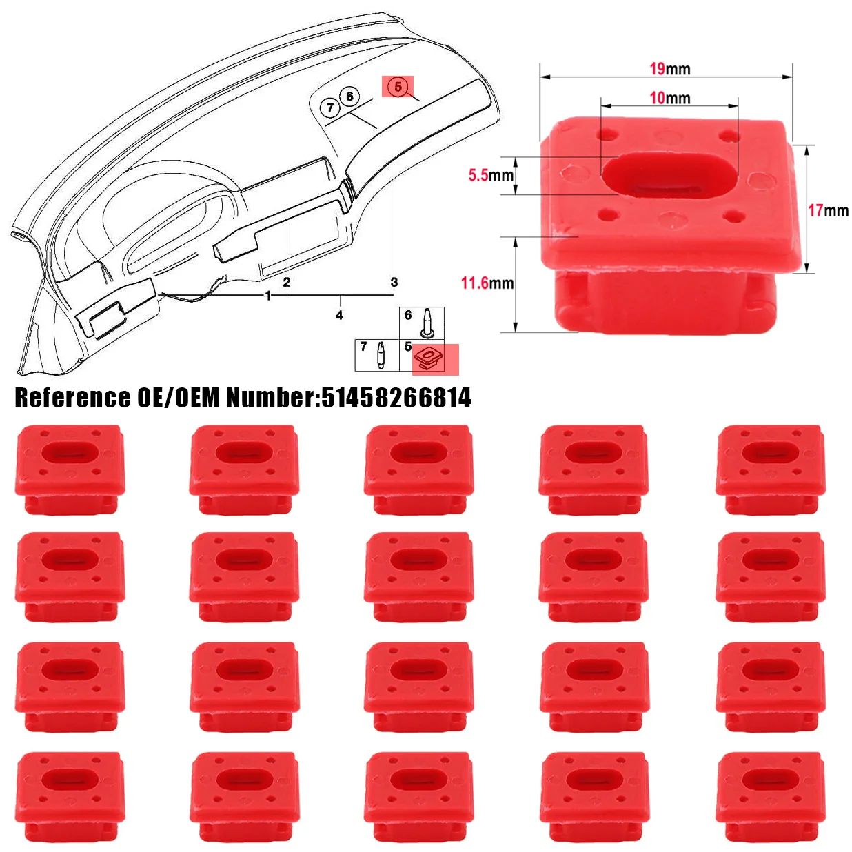 

Dashboard Dash Trim Clips For BMW 3 7 Series X3 E46 E65 E66 E67 E68 E83 Grommet Inserts Cover Holder Fixing Buckles Fixed Clamp