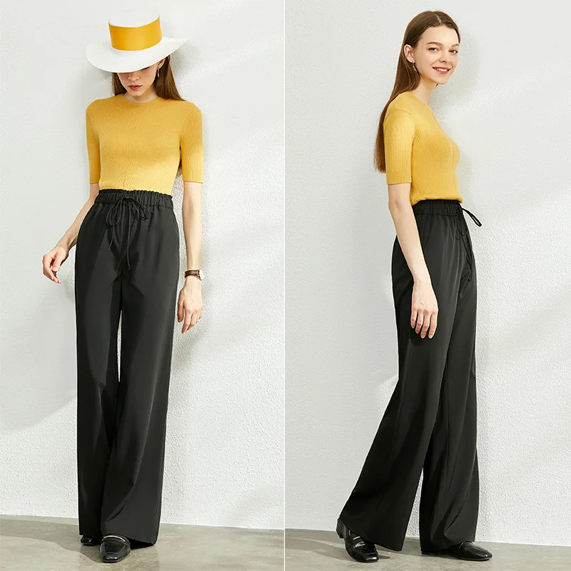 Amii Minimalist Summer Wide Leg Pants Women Casual High Waist Solid Loose Female Straight 12030043 | Женская одежда