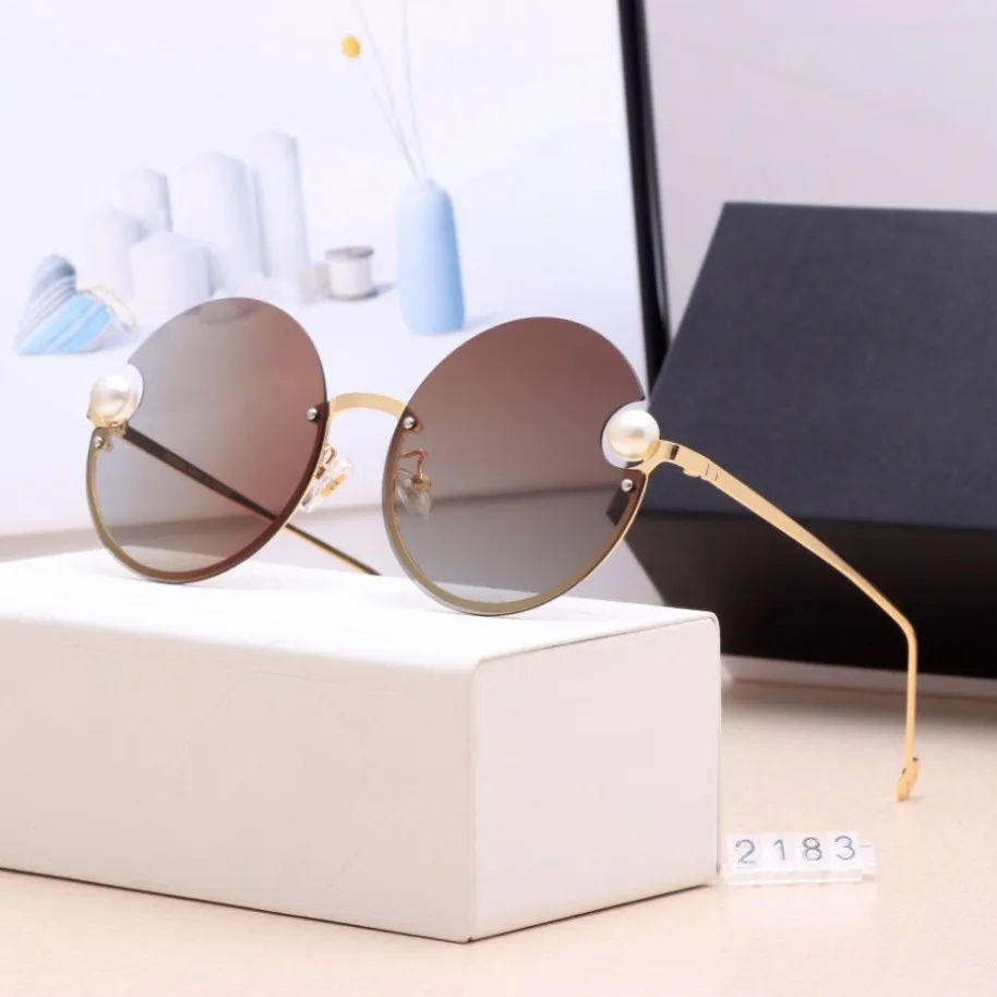 

Designer Original Brand Polarized Sunglasses Vintage Retro Rimless Round Pearl Shades Sun Glasses Women Outdoor Travel Eyewear