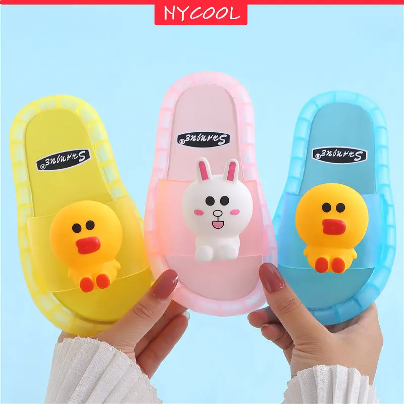 

NYCOOL LED Flashing Children Slippers Cute Cartoon Kids Shoes Girls Boys Light Up Shoes Outdoor Beach Shoes Bathroom Flip Flops