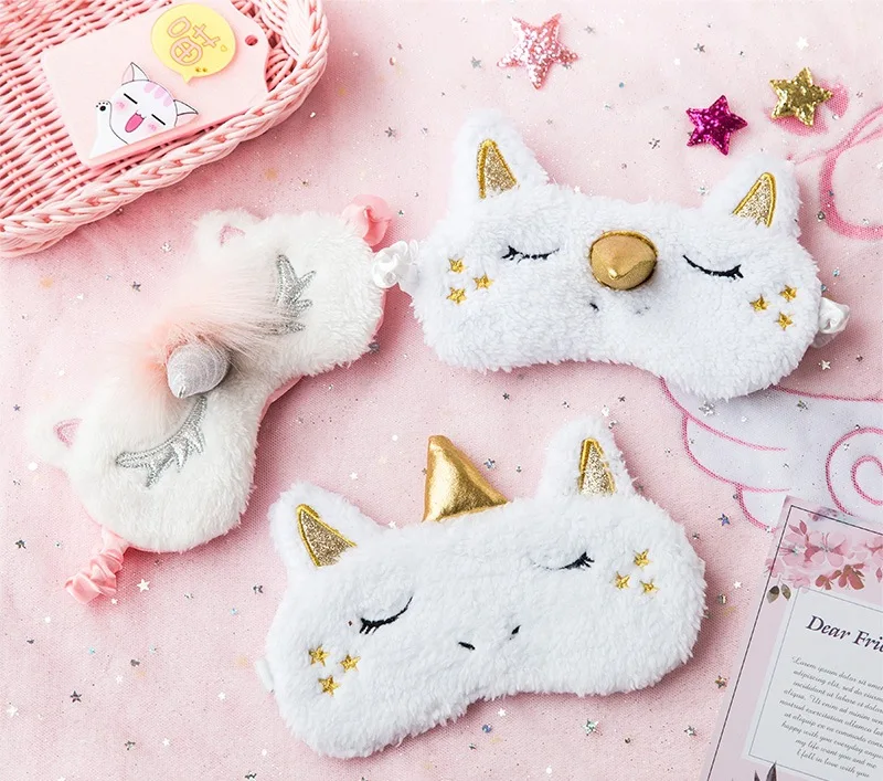 Плюшевая маска для сна с единорогом детский чехол глаз повязка на глаза отдыха