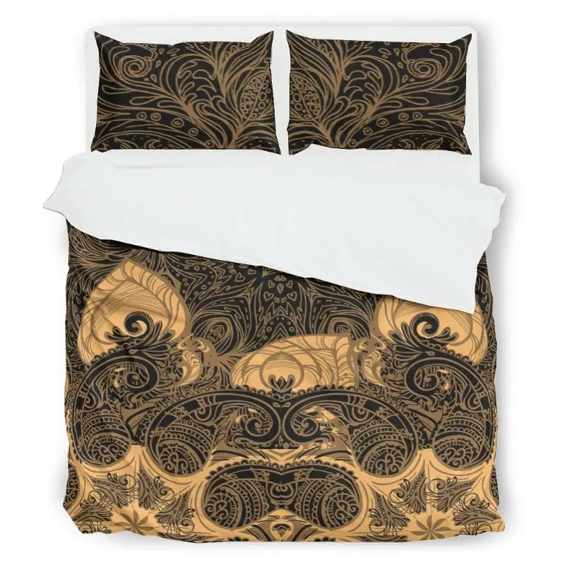 

Lotus Paisley Mandala Elephant Bedding Cover Set Funny 3 Piece Coverlet Set Bedding Collection with 2 Pillow Cases white 104x90
