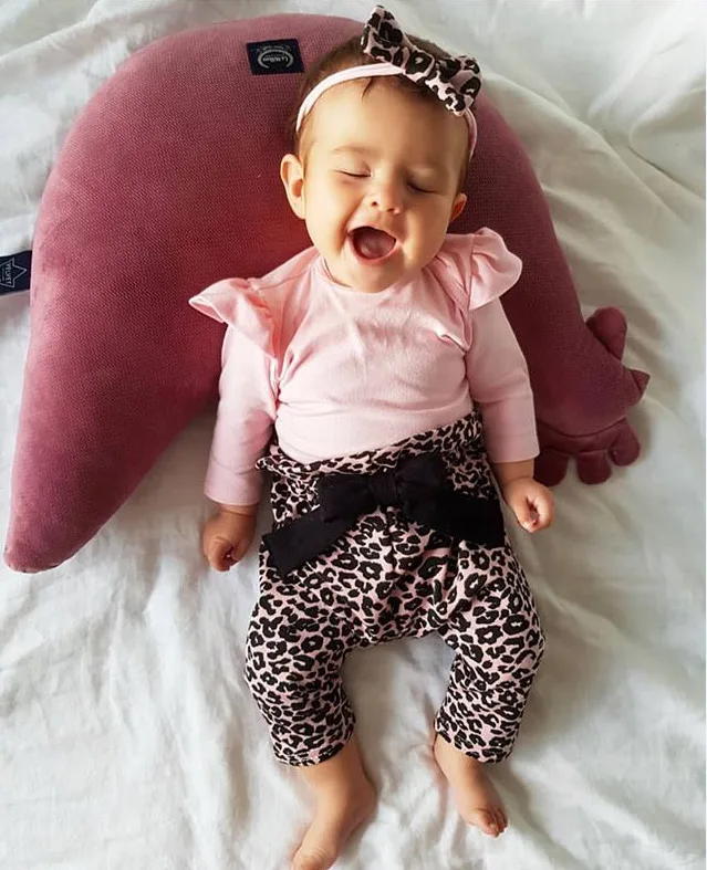 Одежда для маленьких девочек топы с длинным рукавом + брюки бантом и леопардовым