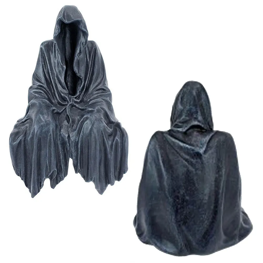 

Black robed Night Walker Gothic sitting resin ornaments Yard Art Ornaments for Outdoor Garden Decoration Cool and interesting