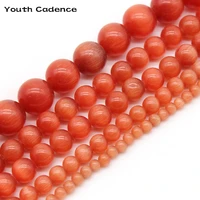 natural stone orange cat eye round loose spacer beads for jewelry making 4681012mm 15 diy wholesale perles
