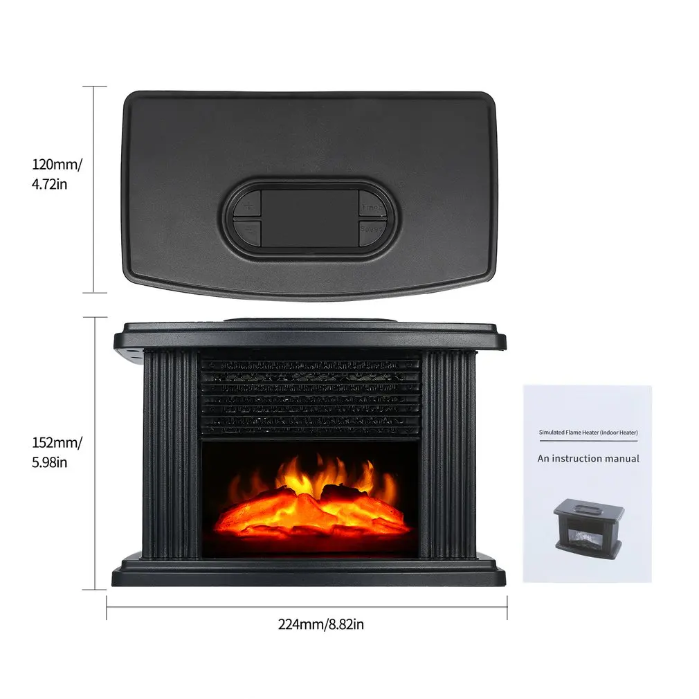 

1000W Electric Fireplace Hater With Remote Control Fireplace Electric Flame Decoration Portable Indoor Space Heater