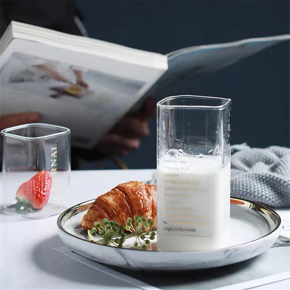 Creative Heat-resistant Square Glass Cup Home Breakfast Milk Coffee Drink Juice 1PCS |