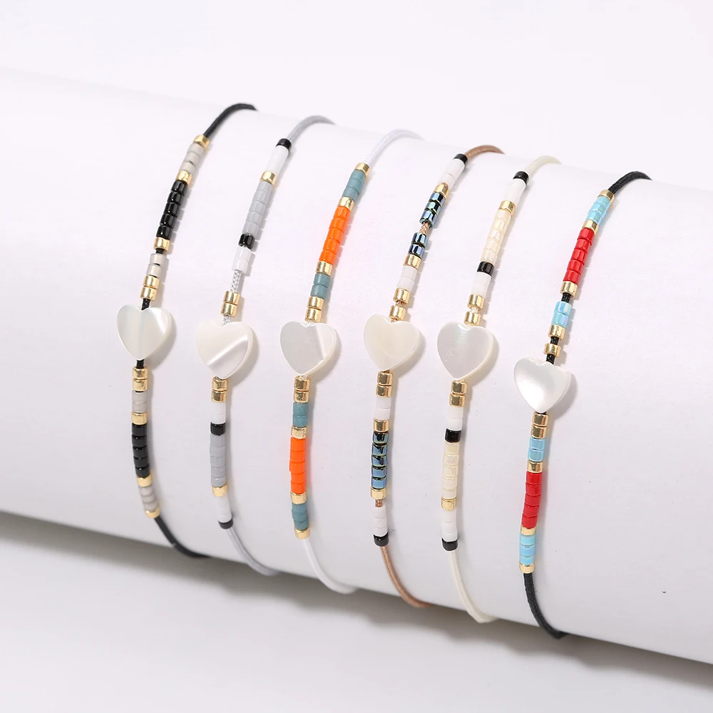 

Rttooas Simple Tiny Bracelet Cross Heart Shell Miyuki Delica Seed Beads Women Bracelets Friendship Jewelry Femme Bracelet