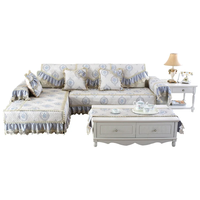 Роскошный нескользящий тканевый коврик для дивана в европейском стиле кружевной