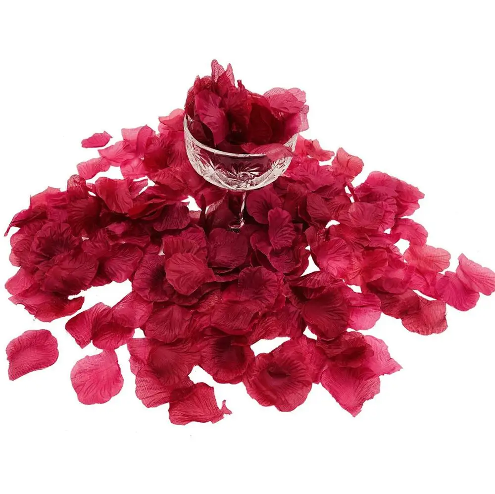 Свадебные аксессуары искусственные бордовые шелковые лепестки роз цветов для