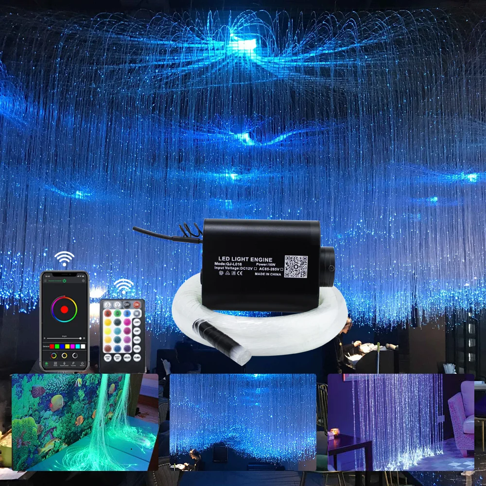 

16 Вт RGBW волоконно-оптический светильник Bluetooth Управление Искра вспышки волокон 300 шт. 3 м сенсорными блеск светильник ing для бара дома подарок для детей