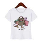 Детская футболка Kawaii Fat catНовая летняя Милая модная детская Футболка тонкая хипстерская футболка для девочек топы, одежда olome8263