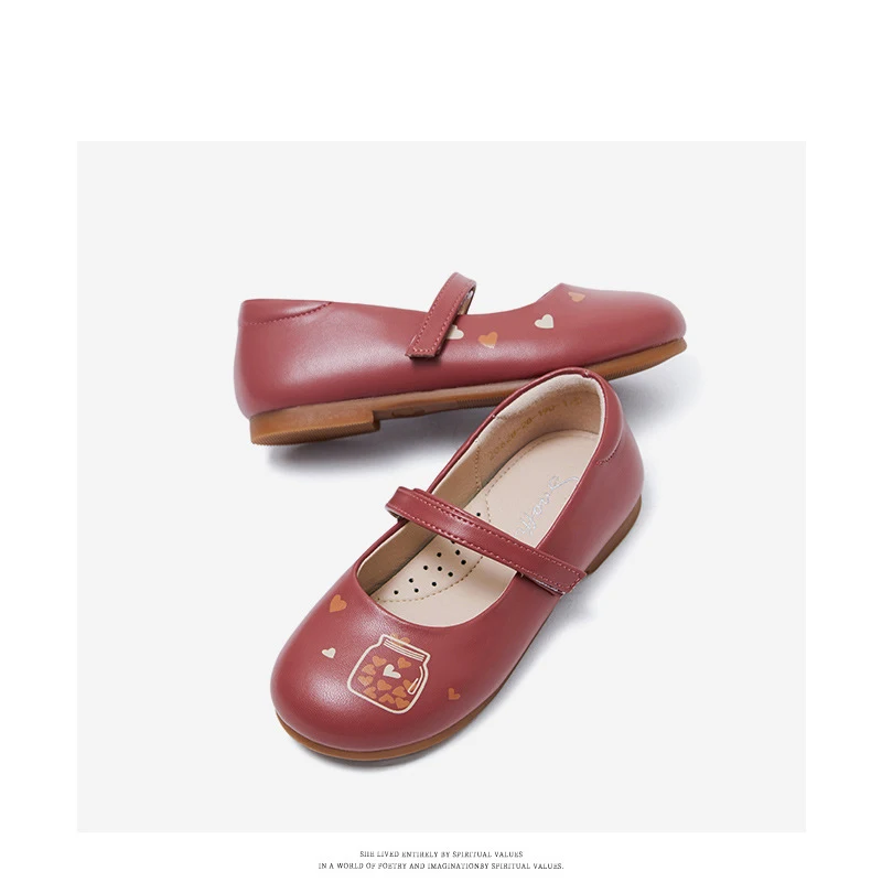 Весенняя Новинка детская обувь принцессы на плоской подошве с сердечками