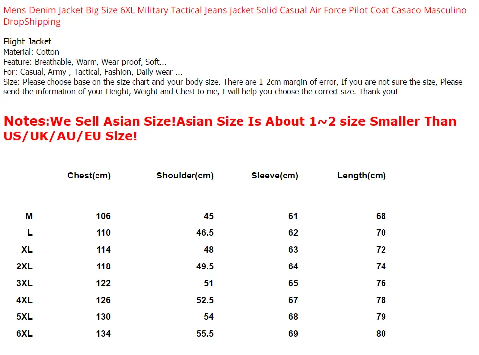 

Men's Military Jacket Cotton Bomber Jacket Coat Navy Pilot Jacket Air Force Casual Cargo Jacket Clothing Outdoor Coat Plus M-6xl