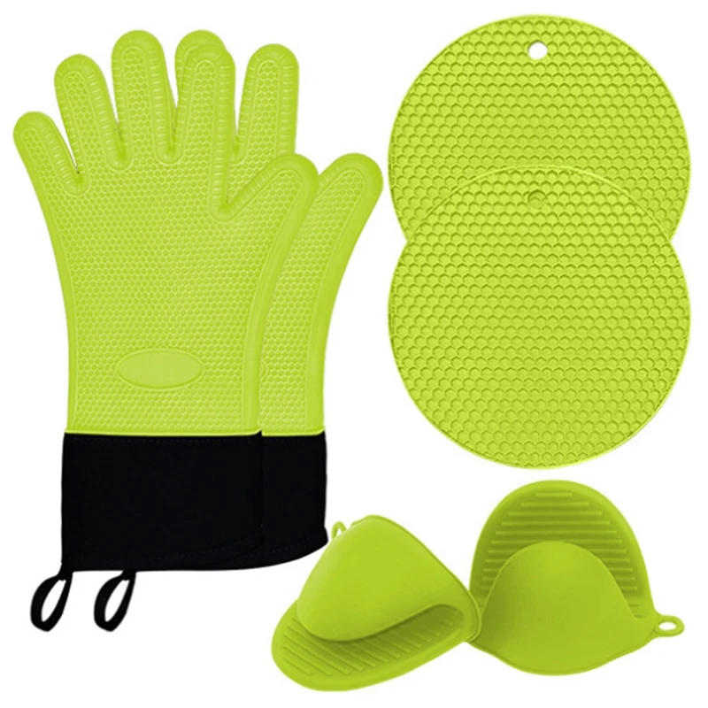

New Honeycomb Silicone Gloves Anti-Scalding Hand Clip Placemat Set Household Microwave Oven Gloves Oven Mitts