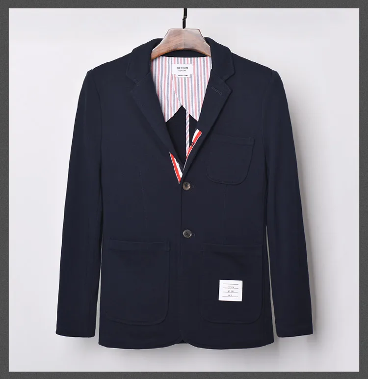 

2021 Fashion TB Brand Blazer Men British Casual Suit Slim Fit Men's Jacket Spring And Autumn Single Breasted Cotton Coat