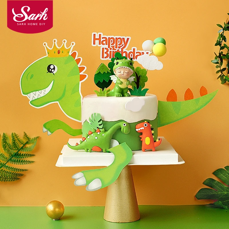 Коко дерево лист мультфильм Динозавр торт Топпер десерт украшение для дня
