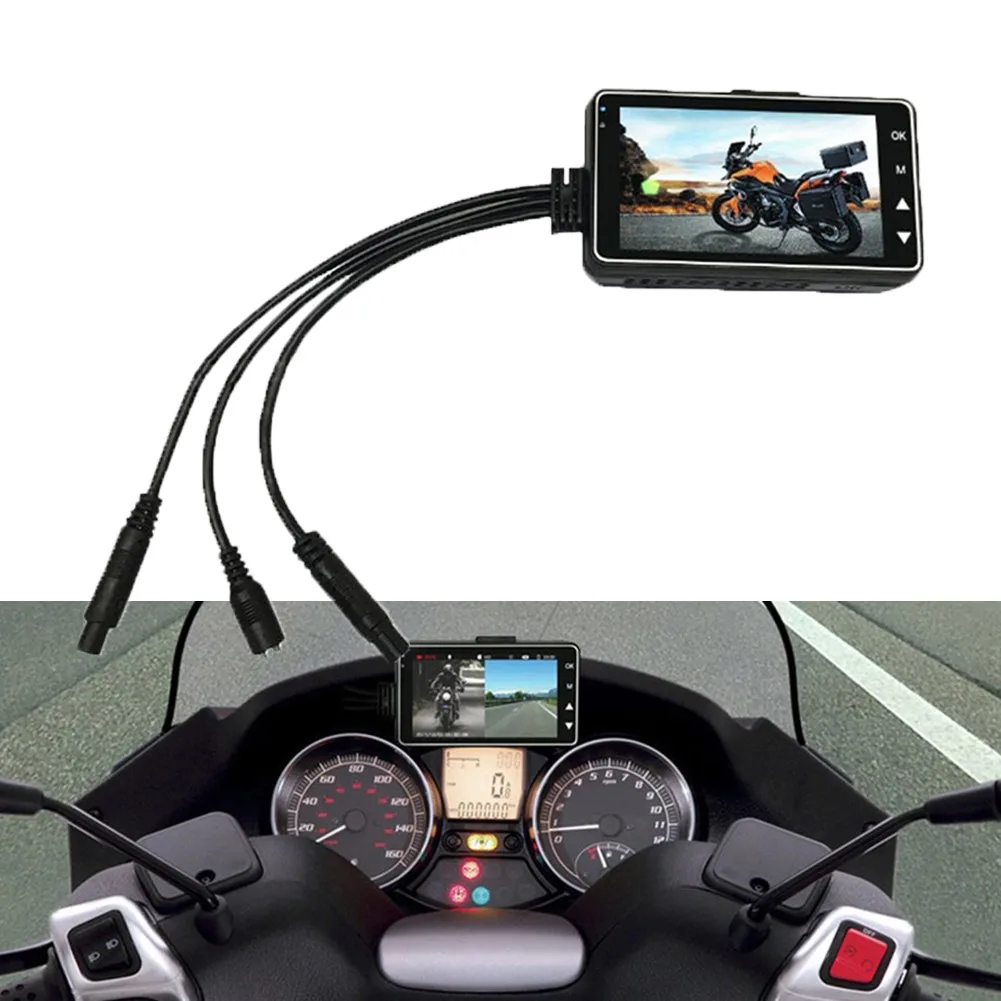 140° 3In LCD Motorcycle DVR Dash Cam Recorder Front/Rear Driving HD Dual Camera Front 120°/rear 100° Hidden |