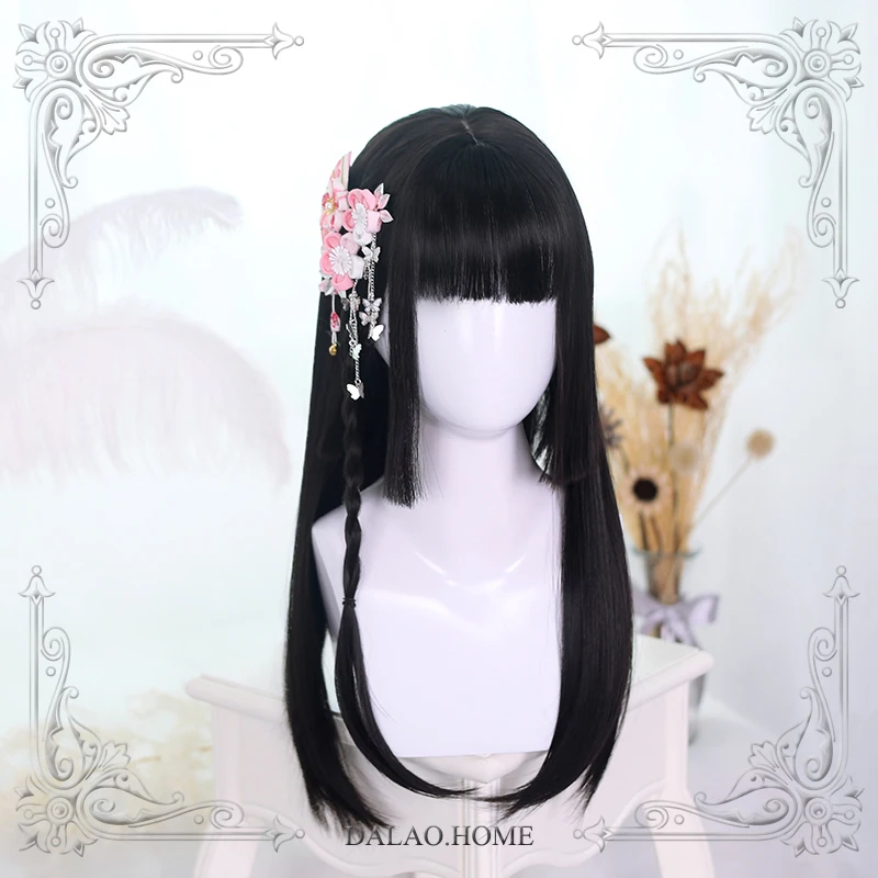 

High Quality Princess Cut Lolita Natural Black Straight Hair Masquerade Party Wig
